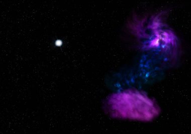 Parlak bir nebula ve yıldız alanı olmaktan çok uzak. 3B görüntüleme