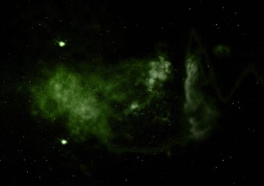 Uzayda bir yıldız alanı ve bir nebula. 3B görüntüleme