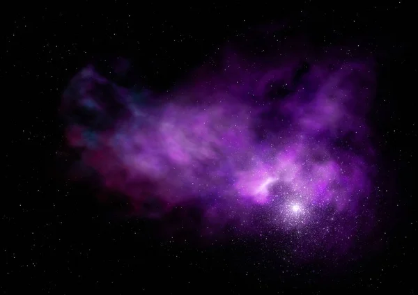 Loin d'être brillant nébuleuse et champ stellaire. rendu 3D — Photo