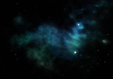 Sonsuz bir yıldız alanının küçük bir parçası. 3B görüntüleme