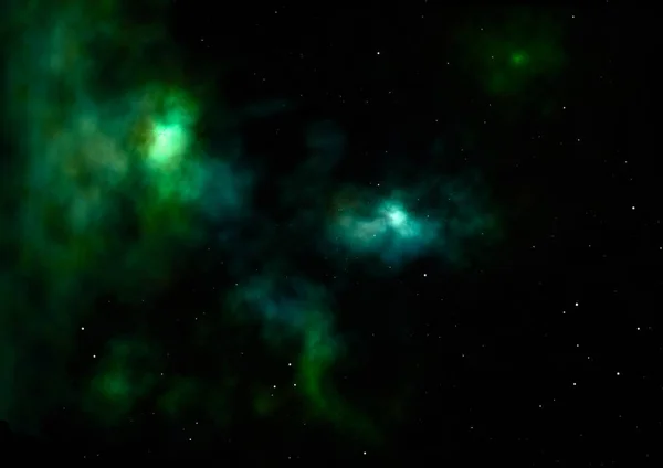 Campo estelar no espaço e uma nebulosa. Renderização 3D — Fotografia de Stock