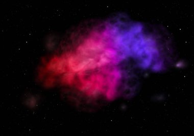 Uzayda bir yıldız alanı ve bir nebula. 3B görüntüleme