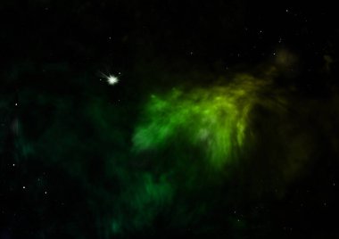 Sonsuz bir yıldız alanının küçük bir parçası. 3B görüntüleme