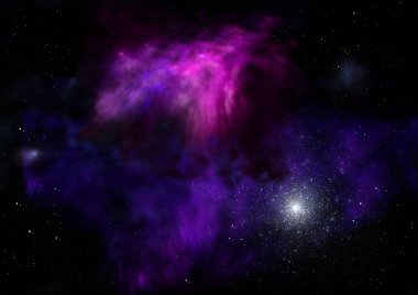 Sonsuz bir yıldız alanının küçük bir parçası. 3B görüntüleme