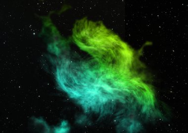 Uzayda bir yıldız alanı ve bir nebula. 3B görüntüleme