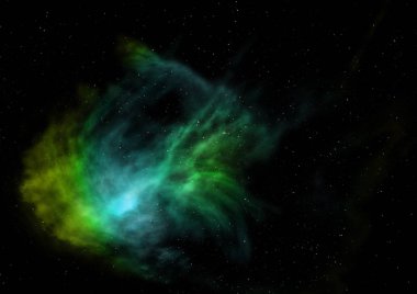 Parlak bir nebula ve yıldız alanı olmaktan çok uzak. 3B görüntüleme