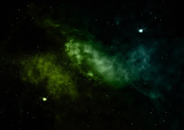 Stjärnfält i rymden och nebulosor. 3D-rendering — Stockfoto