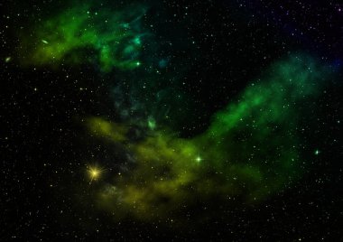 Sonsuz bir yıldız alanının küçük bir parçası. 3B görüntüleme