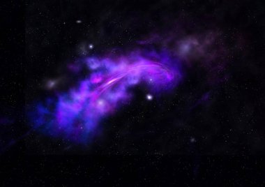 Uzayda bir yıldız alanı ve bir nebula. 3B görüntüleme