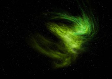 Uzayda bir yıldız alanı ve bir nebula. 3B görüntüleme