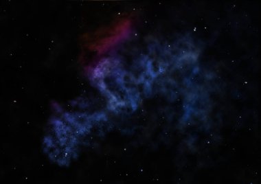 Uzayda bir yıldız alanı ve bir nebula. 3B görüntüleme