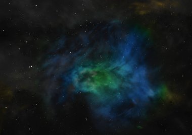 Sonsuz bir yıldız alanının küçük bir parçası. 3B görüntüleme