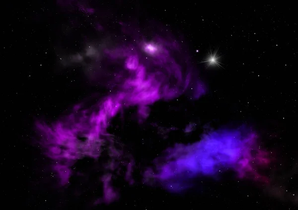 Långt ifrån nebulosa och stjärnfält. 3D-rendering — Stockfoto