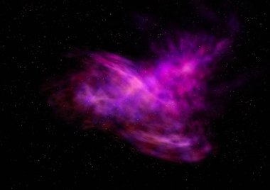 Uzayda bir yıldız alanı ve bir nebula. 3B görüntüleme