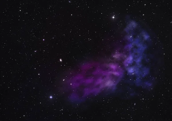 Stjärnfält i rymden och nebulosor. 3D-rendering — Stockfoto