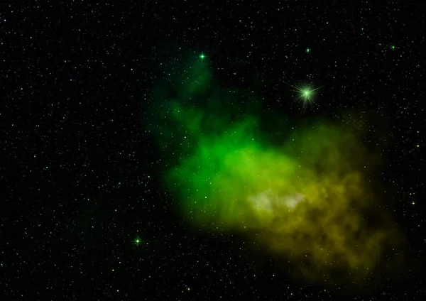 Campo estelar no espaço e uma nebulosa. Renderização 3D — Fotografia de Stock