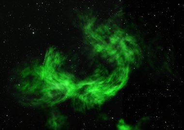 Uzayda bir yıldız alanı ve bir nebula. 3B görüntüleme