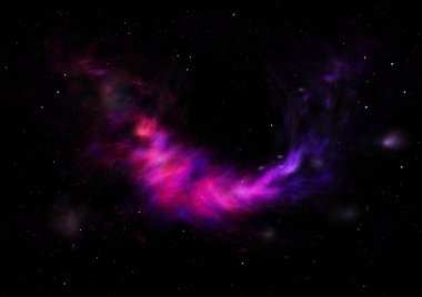 Uzayda bir yıldız alanı ve bir nebula. 3B görüntüleme