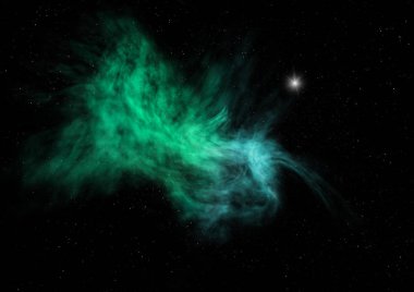 Parlak bir nebula ve yıldız alanı olmaktan çok uzak. 3B görüntüleme