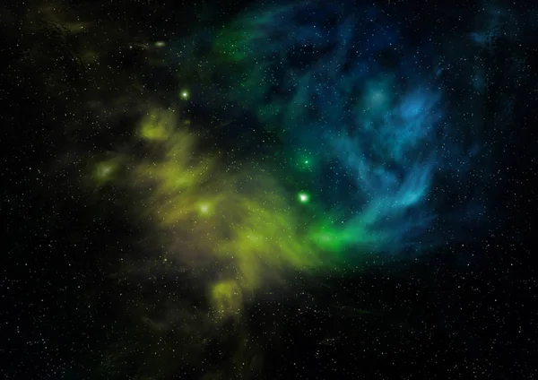 Stjärnfält i rymden och nebulosor. 3D-rendering — Stockfoto