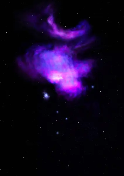 Parlak bir nebula ve yıldız alanı olmaktan çok uzak. 3B görüntüleme — Stok fotoğraf