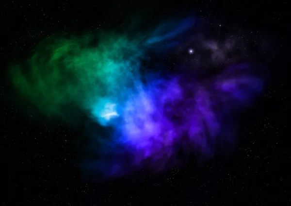 Parlak bir nebula ve yıldız alanı olmaktan çok uzak. 3B görüntüleme — Stok fotoğraf