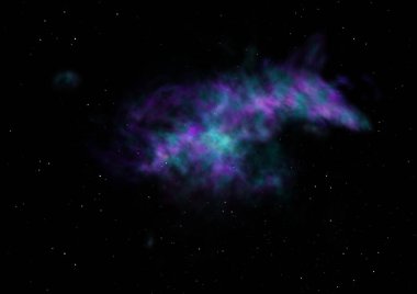 Uzayda bir yıldız alanı ve bir nebula. 3B görüntüleme