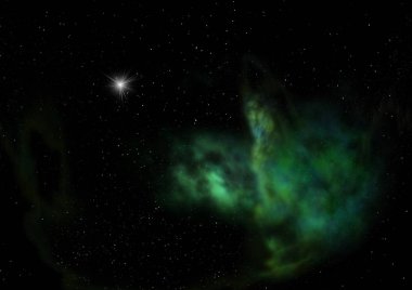 Sonsuz bir yıldız alanının küçük bir parçası. 3B görüntüleme