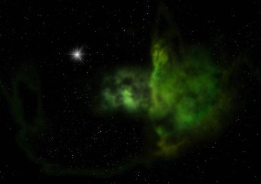 Sonsuz bir yıldız alanının küçük bir parçası. 3B görüntüleme