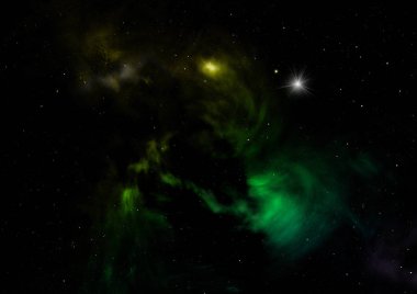 Sonsuz bir yıldız alanının küçük bir parçası. 3B görüntüleme