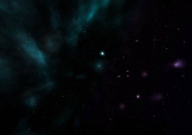 Sonsuz bir yıldız alanının küçük bir parçası. 3B görüntüleme