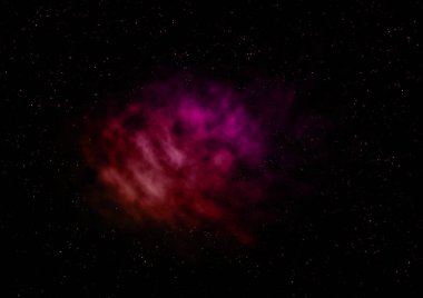 Uzayda bir yıldız alanı ve bir nebula. 3B görüntüleme