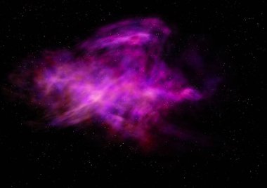 Uzayda bir yıldız alanı ve bir nebula. 3B görüntüleme