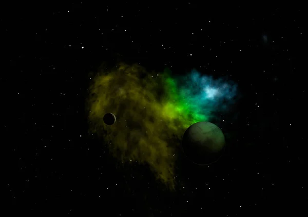 Far being shone nebula and star field. 3D rendering — Stock Photo, Image