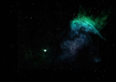 Uzayda bir yıldız alanı bir nebula ve gaz yoğunluğu. Bu görüntünün elementleri NASA tarafından döşenmiştir. 3B görüntüleme