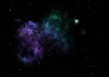 Evrendeki sonsuz uzay alanının küçük bir parçası. Bu görüntünün elementleri NASA tarafından döşenmiştir. 3B görüntüleme