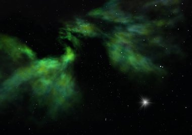 Evrendeki sonsuz uzay alanının küçük bir parçası. Bu görüntünün elementleri NASA tarafından döşenmiştir. 3B görüntüleme