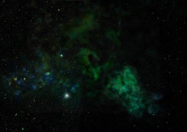 Sonsuz bir yıldız alanının küçük bir parçası. 3B görüntüleme