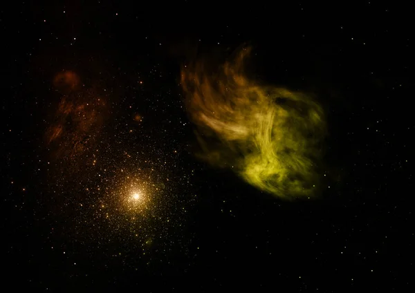 Ser brilhante nebulosa e campo estelar. Renderização 3D — Fotografia de Stock