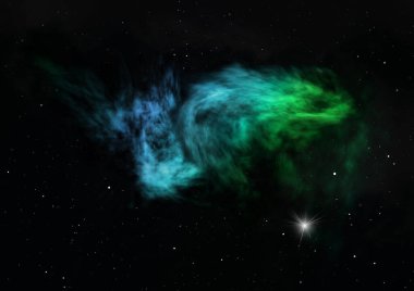 Parlak bir nebula ve yıldız alanı olmaktan çok uzak. 3B görüntüleme