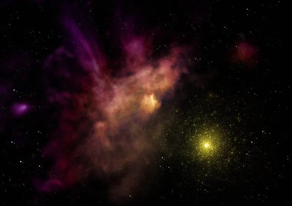 Star field in space and a nebulae. 3D rendering — Stock Photo, Image