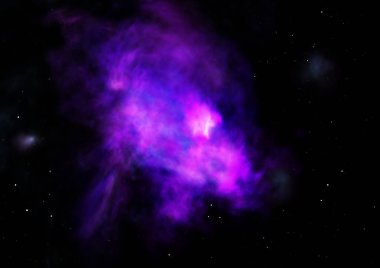 Uzayda bir yıldız alanı ve bir nebula. 3B görüntüleme