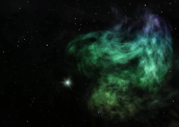 Lontano essere brillato nebulosa e campo stellare. Rendering 3D — Foto Stock