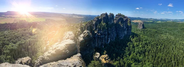 Túra Séta Hegymászás Gyönyörű Táj Elbsandsteingebirge — Stock Fotó