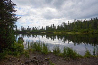 Göl Tatra Milli Parkı Slovakya, Polonya. Landscpes ve dağ ile panorama.