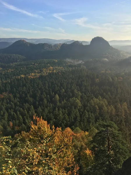 Epische Sunrise Licht Het Hoogtepunt Van Een Mesa Het Duitse — Stockfoto