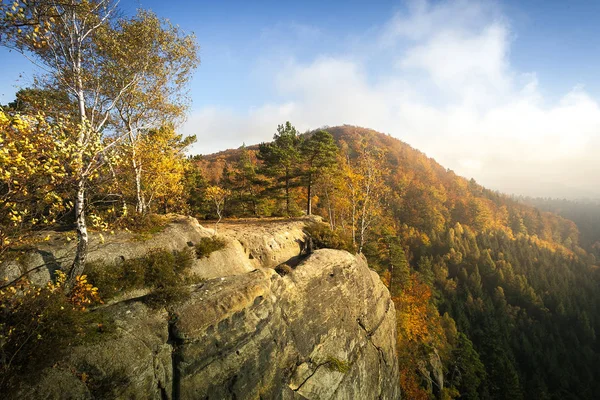 Прекрасная Природа Осенью Немецком Саксонском Национальном Парке Швейцарии Горный Хребет — стоковое фото