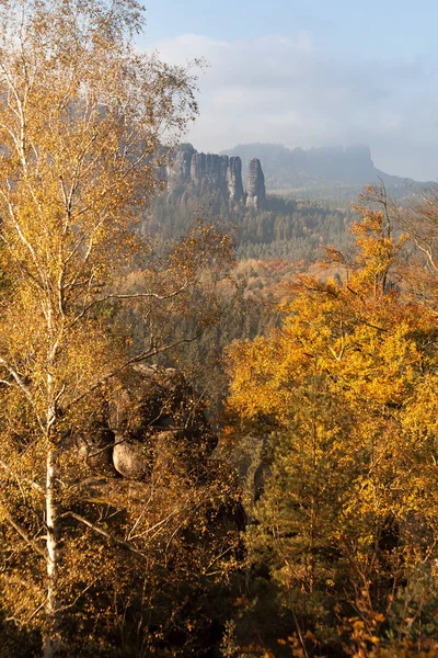 Prachtige Natuur Het Najaar Het Duitse Saksisch Zwitserland Nationaal Park — Stockfoto