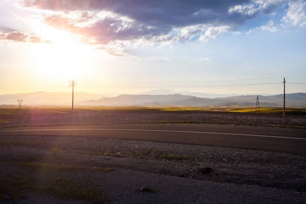 Effecten Van Lens Met Zonlicht Landschap Iran Road Trip Naar — Stockfoto