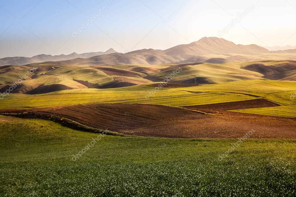 Landscape and nature around  Hamadan, western Iran. One stop during a roadtrip in Iran. meadow and mountains.